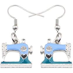NEWEI Enamel Alloy Drop Dangle Cute Sewing Machine Earrings Fashion Tools Jewelry For Women Girls Gift Decoration Charms