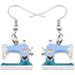 NEWEI Enamel Alloy Drop Dangle Cute Sewing Machine Earrings Fashion Tools Jewelry For Women Girls Gift Decoration Charms