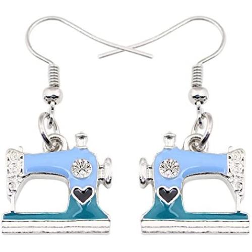 NEWEI Enamel Alloy Drop Dangle Cute Sewing Machine Earrings Fashion Tools Jewelry For Women Girls Gift Decoration Charms