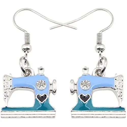 NEWEI Enamel Alloy Drop Dangle Cute Sewing Machine Earrings Fashion Tools Jewelry For Women Girls Gift Decoration Charms