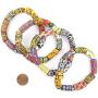 TheBeadChest African Traditional Bead Bracelet, Krobo Tribal Painted Powder Glass Authentic Stretch Bracelet Inspired by African Trade Beads