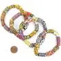 TheBeadChest African Traditional Bead Bracelet, Krobo Tribal Painted Powder Glass Authentic Stretch Bracelet Inspired by African Trade Beads