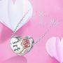 FOREVER QUEEN 925 Sterling Silver Heart Love with 3D Rose Flower Charms Beads for Bracelets Necklaces Wedding Valentines Day Mothers Day Gift Jewelry for Women