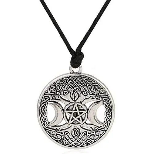VASSAGO Vintage Norse Myth Tree of Life Yggdrasil Triple Moon Goddess Pentacle Pendant Amulet Necklace VASSAGO Vintage Norse Myth Tree of Life Yggdrasil Triple Moon Goddess Pentacle Pendant Amulet Necklace