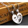 4Piece Stainless Steel Couple Necklace Rhinestone I Love You Heart Puzzle Matching Pendant with Chain His and Hers Couple Necklace for Women Men Girlfriend Boyfriend Couple BBF