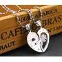 4Piece Stainless Steel Couple Necklace Rhinestone I Love You Heart Puzzle Matching Pendant with Chain His and Hers Couple Necklace for Women Men Girlfriend Boyfriend Couple BBF