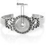 Snap Button Hard Bangle Bracelet, Antiqued Silver Tone - 7.5 inch