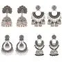 DOUVEI 4 Pairs/set Oxidized Bollywood Round Bell Tassel Jhumki Jhumka Earrings for Women Vintage Bells Tassel Dangle Ethnic Traditional Indian Egypt Gypsy Drop Earrings DOUVEI 4 Pairs/set Oxidized Bollywood Round Bell Tassel Jhumki Jhumka Earrings for Women Vintage Bells Tassel Dangle Ethnic Traditional Indian Egypt Gypsy Drop Earrings