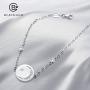 BlingGem Bracelet for Women Crescent Moon and Star Charm 925 Sterling Silver White Gold-Plated Cubic Zirconia Moon Star Bracelet Mothers Gift for Women Mom Daughter