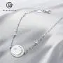 BlingGem Bracelet for Women Crescent Moon and Star Charm 925 Sterling Silver White Gold-Plated Cubic Zirconia Moon Star Bracelet Mothers Gift for Women Mom Daughter