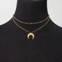 BaubleStar Crescent Pendant Necklace Layering Titanium Chain Choker for Women Girls