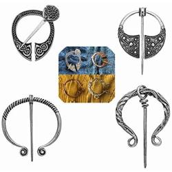 Lilbetter-Club 4 Pack Women Vintage Viking Brooches Pins Scarf Cloak Shawl Buckle Clasp Pin Brooch, Decorative Penannular Clothes Costume Accessories Fashion Jewelry for Girls