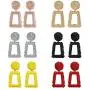 4-6 Pairs Raised Design Statement Earrings Geometric Square Round Metal Dangle Earrings for Women Girls Punk Bohemian Exaggelated Large Rose Gold/Silver Drop Hanging Earrings Modern Boho Jewelry