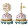 Aheli Ethnic Wedding Wear Floral Designed Enamel Jhumki Drop Dangle Earrings Indian Fashion Jewelry for Women