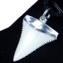 GemShark Handmade Shark Tooth Necklace Sterling Silver Pendent Charm for Boys Girls Unisex Great Megalodon White Beach Surfer Nautical Jewelry