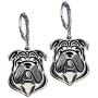 Bulldog Sterling Silver Necklace Dangle Earrings Set by Ginger Lyne Ears Down Puppy Dog Pet Pendant Box Chain Doggie Animal Paw Print Heart Jewelry for Mom Women Girls Teens