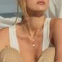 PearlyPearls Dainty 18k Gold Layered Statement Choker Necklaces for Women Tiny Cute Lock and Key St Benedict Medals and Cross Pendant Personalized Double Layering Chain Necklaces for Teen Girls