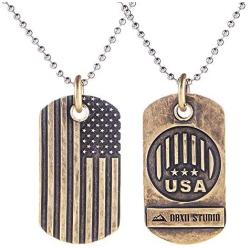 DBXII Mens Necklace, Handcrafted American Elements Flag Eagle Chain Copper Pendant Jewelry for Man Mens Boy Friend Gifts Classical