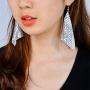 GIMEFIVE Gold Sequin Earrings Lightweight Metal Mesh Grid Tassel Drop Dangle Earrings Long Hook Earrings Women Girls
