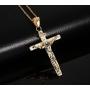 Across Stainless Steel Jesus Crucifix Cross Necklace Pendant for Men Women Christian with Chain Gold