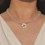 YorzAhar Mini Pearl Necklace with Gold Flower Clasp Pearl Choker Necklace for Women Teenagers Gifts