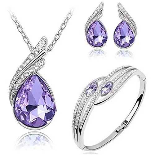 MAFMO Bridal Water Drop Jewelry Set Crystal Pendant Necklace Bracelet Stud Earrings MAFMO Bridal Water Drop Jewelry Set Crystal Pendant Necklace Bracelet Stud Earrings