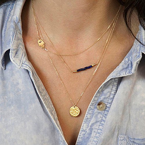 FXmimior Pendant Chain Long Layered Bar Party Wedding Necklace Jewelry For Women
