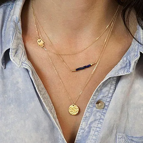 FXmimior Pendant Chain Long Layered Bar Party Wedding Necklace Jewelry For Women FXmimior Pendant Chain Long Layered Bar Party Wedding Necklace Jewelry For Women