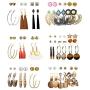 Finrezio 39 Pairs Tassel Earrings Set for Women Ball Crystal Bar Heart Flower Stud Pearl Metal Leaf Acrylic Dangle Hoop Earrings Set