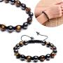Top Plaza Men Women Reiki Healing Energy Natural Tiger Eye Stone Magnetic Hematite Therapy Beads Macrame Adjustable Braided Link Bracelet