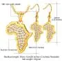 U7 African Jewelry Platinum or 18K Gold Plated Outline Pendant Charm Dangle Drop Earrings Africa Map Necklace Earrings Set U7 African Jewelry Platinum or 18K Gold Plated Outline Pendant Charm Dangle Drop Earrings Africa Map Necklace Earrings Set