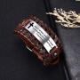 fishhook Religious Bracelet Fashion Engraved Inspirational Motivational Bible Verses Christian Leather Cuff Bangle Bracelet for Men Boys Women