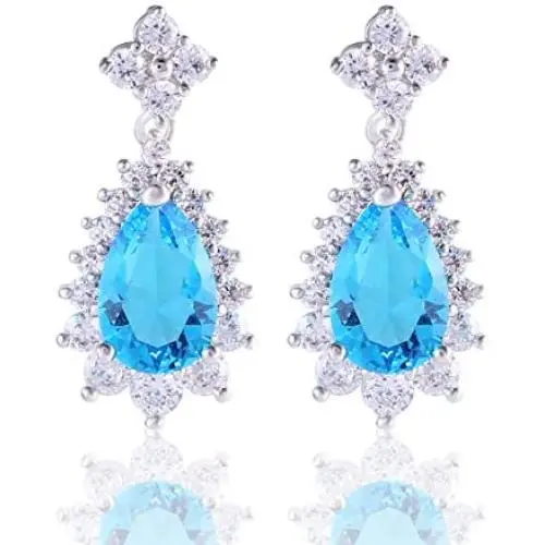 GULICX Fashion Jewelry Women Piercing Earrings Teardrop Dangle Drops Cubic Zirconia Silver Tone GULICX Fashion Jewelry Women Piercing Earrings Teardrop Dangle Drops Cubic Zirconia Silver Tone