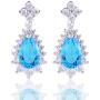 GULICX Fashion Jewelry Women Piercing Earrings Teardrop Dangle Drops Cubic Zirconia Silver Tone