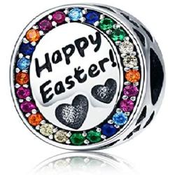 EVESCITY Crystal Colorful Happy Easter Bead for Charms Bracelets Best Jewelry Gifts for Holiday