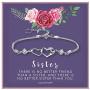 SOLINFOR Sister Bracelet - Sterling Silver Jewelry with Gift Wrapping, Card - Sister Gifts from Sister - Two Interlocking Hearts Bracelet for Women