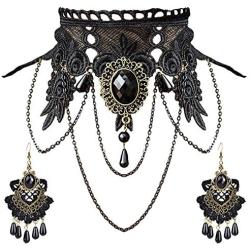 Aniwon Vintage Black Lace Skull Choker Necklace for Women Girls Halloween Decorations Party Accessory