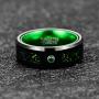TUNGSTORY 8mm Black Celtic Dragon Tungsten Carbide Wedding Ring with Green Carbon Fiber and CZ Inlay Polished Finish Beveled Edge Size 6-15