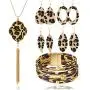 Dremcoue Leopard Jewelry Set for Women Girls Statement Leopard Print Earrings Y-Shaped Long Leopard Necklace with Tassel Leather Cuff Leopard Bracelet 6 Pcs Dremcoue Leopard Jewelry Set for Women Girls Statement Leopard Print Earrings Y-Shaped Long Leopard Necklace with Tassel Leather Cuff Leopard Bracelet 6 Pcs