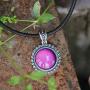 Handmade Mood Stone in Antique Sterling Silver Finish Classic Round Shaped Pendant Magic Color Change Mood Necklace Leather Necklace