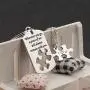 Zuo Bao Puzzle Matching Necklace Keychain Set Wherever You Go A Piece of Me Will Always Remain with You Dog Tag Keychain with Puzzle Necklace Gift for Her Husband Gift