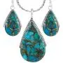 925 Sterling Silver Matching Pendant & Earrings Set with Genuine Gemstones 20'' Necklace 925 Sterling Silver Matching Pendant & Earrings Set with Genuine Gemstones 20'' Necklace