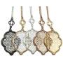 StylesILove Womens Trendy Pave Rhinestone Long Chain Quatrefoil Pendant Necklace Dangle Earrings