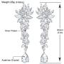 mecresh Bridal Wedding Teardrop Marquise Crystal Cluster Chandelier Dangle Earrings for Women Valentines Day Gift