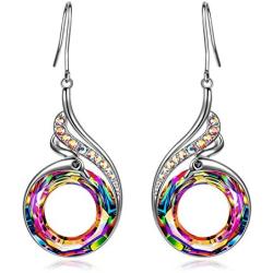 Kate Lynn Earrings for Women, Gifts for Her Valentines Day Nirvana of Phoenix Drop Dangle Earrings Crystals Gifts for Wife Grandma Mom with Jewelry Box, Soft Cloth