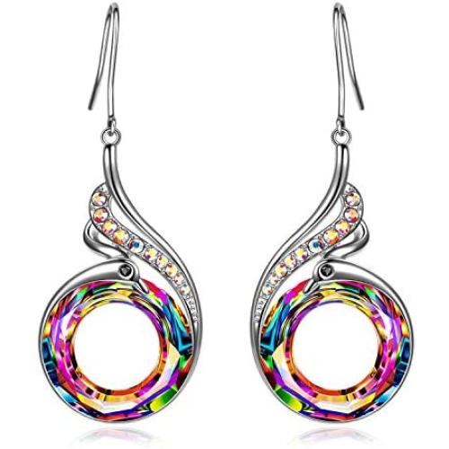 Kate Lynn Earrings for Women, Gifts for Her Valentines Day Nirvana of Phoenix Drop Dangle Earrings Crystals Gifts for Wife Grandma Mom with Jewelry Box, Soft Cloth