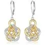 Two Tone 18k Yellow Gold and Rhodium Plated 925 Sterling Silver Celtic Knot Drop Earrings Two Tone 18k Yellow Gold and Rhodium Plated 925 Sterling Silver Celtic Knot Drop Earrings