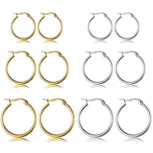 10 Pairs Small Hoop Earrings for Women Girls Lightweight Click-Top Surgical Steel Silver Hoop Earrings Cute Endless Hypoallergenic mini Hoop Earrings Set 10-18MM