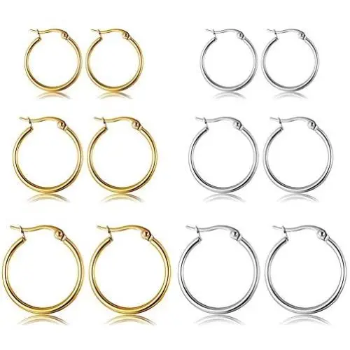 10 Pairs Small Hoop Earrings for Women Girls Lightweight Click-Top Surgical Steel Silver Hoop Earrings Cute Endless Hypoallergenic mini Hoop Earrings Set 10-18MM 10 Pairs Small Hoop Earrings for Women Girls Lightweight Click-Top Surgical Steel Silver Hoop Earrings Cute Endless Hypoallergenic mini Hoop Earrings Set 10-18MM