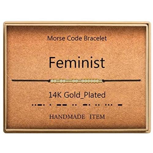 Morse Code Bracelet 14k Gold Plated Beads on Silk Cord Secret Message Feminist Bracelet Gift Jewelry for Her